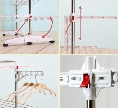 One Click Luxus Wäscheständer® E4, Seitenflügel auf 4 Ebenen, klappbarer Wäscheturm für große Familien - 2