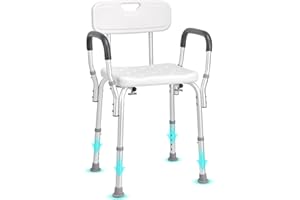 VEVOR Shower Chair, Shower Seat with Back, Adjustable Height Shower Stool, Shower Chair for Inside Shower Bathtub, Non-slip Bathroom Bench Bath Chair for Elderly Disabled Handicap, 158.8 kg Capacity