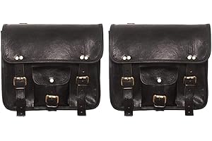 ALASKA EXPORTS - 1 Paire De Sacoches De Selle De Moto en Cuir pour Selle Arrière De Selle De Voyage Noir (2 Sacs)