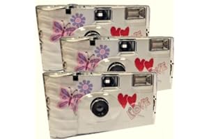 Lot de 3 appareils Photo jetables 1A Photo PORST Edition Butterfly avec Flash, Piles et Film (Lot de 3, 27 Prises chacune)