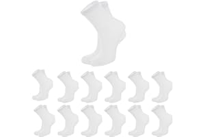 SaoTi - 12 Pares de Calcetines, Media caña Suaves, Cómodos, Absorbentes y Duraderos, Colores básicos Blanco, Negro y Gris, Fabricados en Algodón para Hombre o Mujer