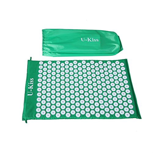U-kiss Akupressurmatte Akupressur Massagematte Nagelmatte Akupunkturmatt Nagelmatte Yogamatte Akupressur und Relax Matte | 68x42cm | Bei Nacken-Schmerzen und Durchblutungsstörungen | Grün