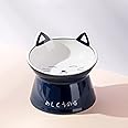 Coclux Cat Bowl, Ceramic Elevated Cat Bowls for Cats and Small Dogs, Non Slip Wide Tilt Cat Food Bowl, Anti Vomiting Protecting Pet's Spine, Dishwasher Safe