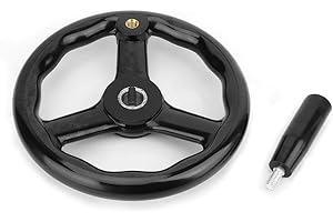 HUAIRDUM Volant en Bakélite, volant anti-dérapant noir à 3 rayons Bakelite de 200 * 18mm avec poignée pour machine-outil