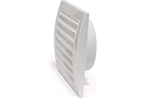 Vent Systems Ø150 mm / 6" Inch - White Air Vent Plastic Cover - Louvered Outdoor Opening Flap Vent Built - in Pest Guard Screen HVAC for Home Improvement