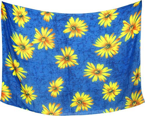LA LEELA Vestido Bikini Pareo Pareo Pareo Bufanda Impresa Floral de usos múltiples Pura de Las Mujeres Cubre la Falda Envoltura 43"X32" Azul_Y56