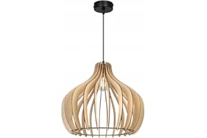 LIGHT HOME LH Light-Home Abat Jour Suspension Luminaire Lustre Industriel Timber - Moderne Abat Jour Plafond pour Chambre Salon et Cuisine - en Metal et Bois - À 1 Lumières - Designer