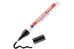 edding 750 Pennarello per Pittura - Nero - 1 Penna - Punta Rotonda 2-4 mm - Pennarello per l'etichettatura di Metallo, Vetro, Roccia o plastica, Resistente al Calore, Permanente e Impermeabile