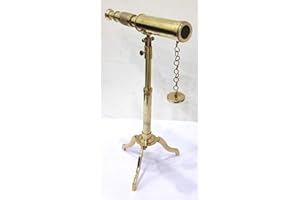 NAUTICAL REPLICA HUB Telescopio en Soporte latón Pirata latón Macizo Spyglass Home Decorativo Indio