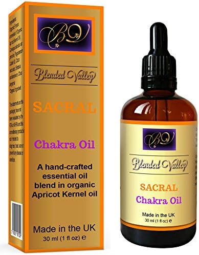 Chakra Oil SACRAL - Essential Oils of Patchouli, Ylang-Ylang, Bergamot in Apricot Kernel Oil. For Aromatherapy, Yoga, Meditation. Use with Diffuser, Burner or on Healing Crystals, Bracelet, Necklace