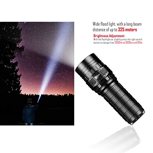 IMALENT DN70 Multi-Level-Ausgang Tactical Cree LED Taschenlampe 3800LM Max Output OLED Display USB aufladen Taschenlampe Lichter mit 4500mAh 26650 Akku und Ladekabel - 5