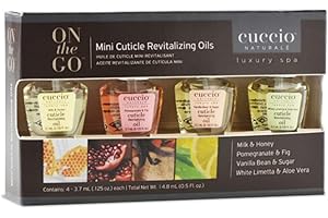 Cuccio Naturale Mini Cuticle Revitalizing Oils - Hydrating Oils for Instant Cuticle Repair for Dry Skin and Nails - Paraben and Cruelty-Free Formula - Four Soothing, Spa Quality Fragrances - 4 pc
