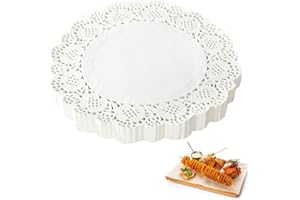 VYIBPDY Spitzenpapier für Kuchen Rundes Tortenspitze Küche Backpapier Weißes Papierdeckchen Tischset Papier für Hochzeit Geburtstag Party Kuchen Pappteller 4.5inch, Tortenunterlage Rund, 140 Stück