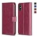 Produktbild OCASE iPhone XS hülle X handyhülle [ Auto-Ruhe/WECKEN-Funktion ][ Standfunktion ] [ Drahtloses Aufladen ] Schutzhülle Leder Flip Brieftasche Etui kompatibel mit Apple iPhone X/XS (5,8 Zoll) Burgundy