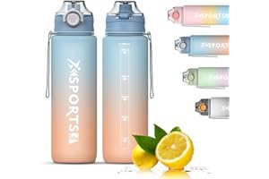 Bugucat Bottiglia d'Acqua 1L, Bottiglia Acqua con Coperchio a Prova di Perdite, Borraccia Sportiva Riutilizzabile, Borraccia Adatto per Palestra, Yoga, Ciclismo, Viaggi (Blu)