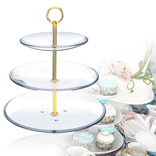 10 x Rund Golden mini Metallstangen Mittellochausstech für 2 bis 3 Etage Etagere Etagenplatte Hochzeitstorte Tortenständer 21cm - 4