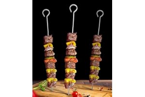 DECORATIVE CONCEPTS UK Re-usable Metal BBQ Skewers Stainless Steel, 35cm x 10 PCS Kebab Skewers Metal Skewers for Barbecue Kebab, and Fruits (10x35cm)