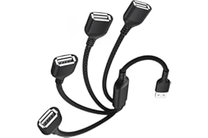 ELEBASE Rozdzielacz USB kabel Y 0.3 m, 1 męski na 4 żeński koncentrator rozszerzający USB-A, przedłużacz do wielu portów USB, adapter do Mac MacBook, Xbox One Series X/S, pendrive, HDD, laptop, PC, LED