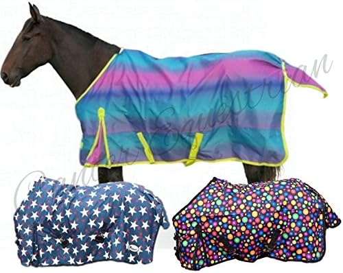 Lightweigh No Fill Summer Rain Turnout Rug, Rainbow, Star Or Bubble (6`3", Star)