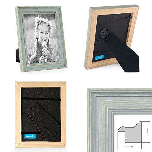 Bilderrahmen Skandinavischer Landhaus-Stil Petrol / Taubenblau 13×18 cm Massivholz mit Shabby-Chic Note / Fotorahmen / Wechselrahmen - 2