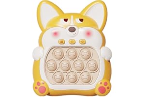 Anpole Light Up Pop Fidget Sensory Toys Handheld Game,Push Bubble Pop Puzzle Game Machine,Stress Relief Gifts for Kids Adults(Corgi Yellow)