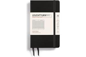 LEUCHTTURM1917 318898 notatnik kieszonkowy (A6), twarda okładka, 187 numerowanych stron, czarny, w kratkę