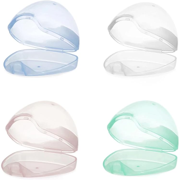 2 Boîtes à Tétine En Silicone Sans BPA - Étanches, Portables, Avec Cordon - Gris Et Rose - 2