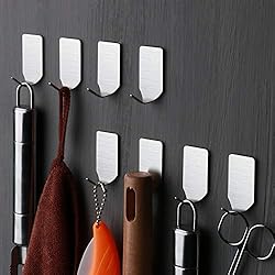 ZUNTO Crochet Adhésif Crochet Mural pour Salle de Bains Cuisine Porte Serviette en SUS 304 Acier Inox, 8 Pièces