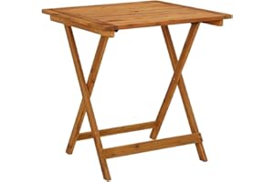 vidaXL Tavolo da Giardino Pieghevole con Foro Ombrellone Rustico Robusto Tavolino Arredi per Esterni 70x70x75 cm Naturale Legno Massello d'Acacia