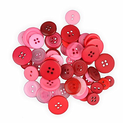 Creleo 790221 Knöpfe Mix zum Basteln, Vernähen und Verzieren, 30 g, rot