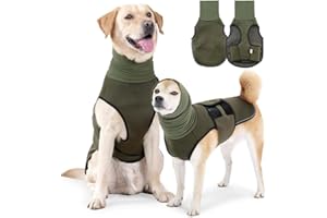 QKEPCY Abrigo Perro Chaleco Anti Ansiedad con Capucha Calmante Reduce el Ruido Suave y Cómodo Velcro Ajustable para Perros Medianos o Grandes