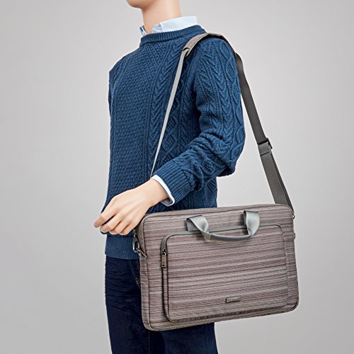 Laptophülle 17.3, Evecase Universal Neoprene Gepolsterte Notebook Briefcase Laptop Schutzhülle mit Anzug-Gewebe / Ablösbaren Träger / Handgriff / Frontfach / Zubehörfächer für Laptop bis 17.3 Zoll – Grau - 9