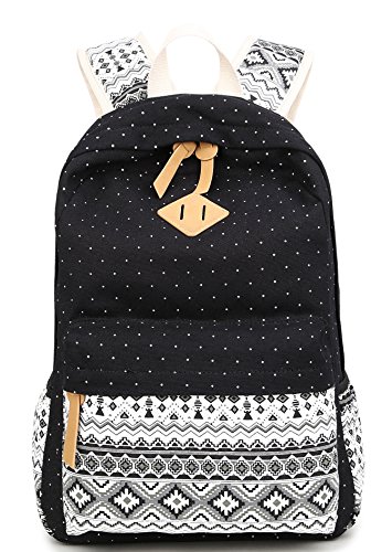 Canvas Rucksack Maedchen Schulrucksack Fashion Ethnischen Stil Blumendruck