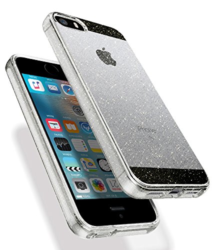 iPhone 5 / 5S / SE Case, SpigenÂ® [Liquid Armor] [Glitter Crystal Quartz] SOFT-FLEX **NEW** Silicone Shockproof Protection, Premium Flexible Soft TPU slim thin clear cover for iPhone 5 / 5S / SE - (041CS21959)