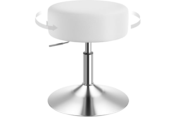 WOLTU dressing pall, höj- och sänkbar pall med klädsel, rund barpall 360° vridbar, tillverkad av konstlädermetall, för sovrum