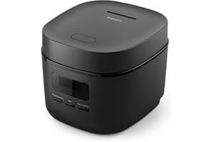 Philips Mini olla arrocera Serie 3000-0,54 L, revestimiento Bakuhanseki de 5 capas, modo de cocción rápida en 30 minutos, 5 menús automáticos, negro (HD3080/80)
