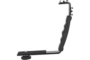 KIMISS L Uchwyt Lampy Błyskowej, Błyskowa Aparatu L Wspornik Podwójny Gorący Uchwyt na Buty Adapter do Montażu Uchwyt DV Mikrofon LED Light