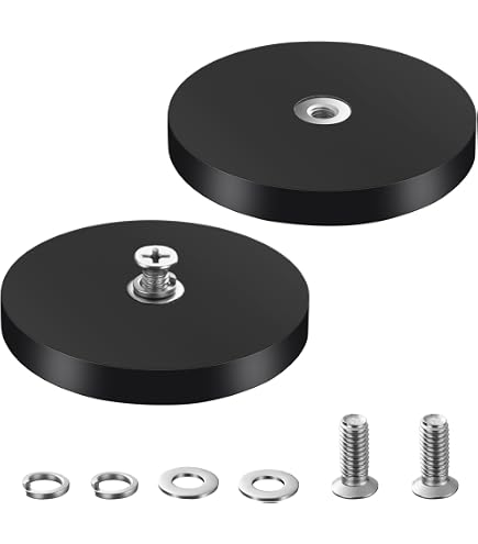 6 Magneti Al Neodimio Gommati, Diametro 43 Mm, Forza 15 Kg, Con Filettatura M4, Per Luci A LED E Strip, Supporto Antigraffio