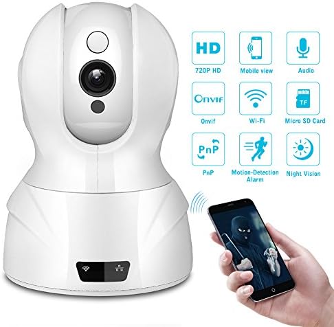 Indoor IP Camera Milool Wireless/Wired WiFi Connect 720P Night Vision Two-Way Audio Motion Detection Support Micro SD Card Video Record and Playback for iPhone, iPad, Android Phone or PC(720P)