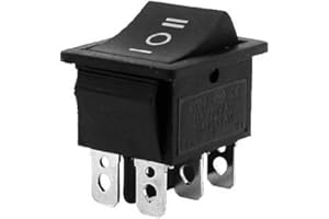 HEMORE Commutateur professionnel à 6 bornes 3 positions 16 A 250 V AC 20 A 125 VAC SPDT ON/OFF/ON Snap Switch Noir