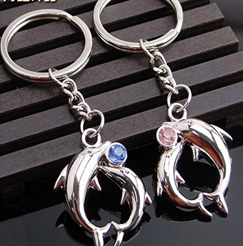 Preisvergleich Produktbild DaHanBL Creative Metall Marine Delfine geformte Couple Auto Schlüsselanhänger Tasche Anhänger Geschenke