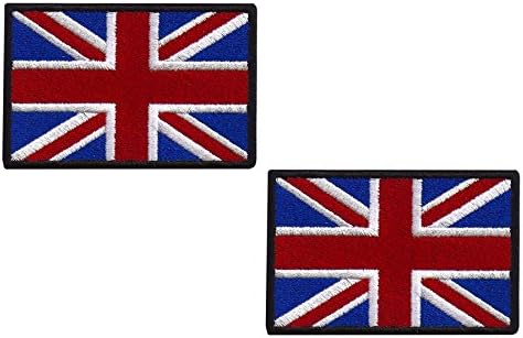 Set of 2 UK flag British Union Iron on sew on patch Army 3.5 x 1.96 inches