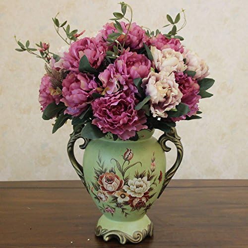 WDHP European Style Retro Decorative Ceramic Vase Belly Vase Ornaments Ears, 30Cm,E