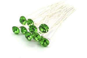 MontCherry Stud Crystal Diamante Wedding Bridal Prom Hair Pins 10 Pins by Trendz (Lime Green)