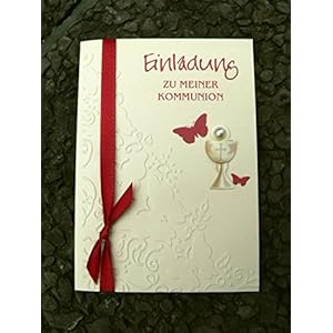 Einladung Einladungskarte Kommunion Konfirmation Schmetterling Kelch dunkelrot bordeaux weinrot rot
