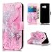 Produktbild Lonchee Schutzhülle / Cover / Handyhülle / Ledertasche / Brieftasche Etui für Samsung Galaxy A3 2017 Marmormuster Gemalte Muster Design Folio PU Leder Tasche Case Hülle im BookStyle mit PU Leder Hülle Wallet Case – Rosa Meerwasser