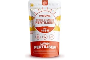 Ivisons 1KG Summer Lawn Fertiliser NPK 11-5-5 | Homogenous Mini Granular Lawn Feed | Slow Release High Nitrogen Fertiliser For Healthy Growth & Greener Grass | Covers 28-40m2