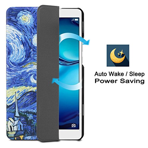 Huawei MediaPad M3 8.4 Hülle, Infiland Ultra Dünn Tri-Fold Smart-Muschel PU Leder Ultra Schlank Superleicht Ständer Smart Shell Cover Schutzhülle Etui Tasche für Huawei MediaPad M3 8.4 Tablet-PC (mit Auto Schlaf / Wach Funktion)(Sterne) - 7
