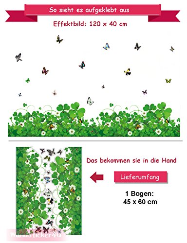 WandSticker4U- Wandtattoo „Blumenwiese mit Schmetterlingen“ | Breite:120cm | Blumen Wiese Gräser | Wandsticker Fenstersticker Aufkleber Deko für Wohnzimmer, Flur, Küche, Kinderzimmer, Garderobe - 7