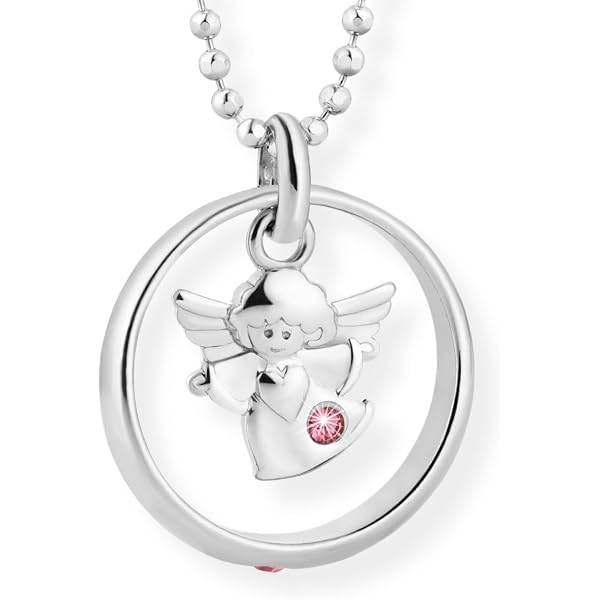 CLEVER Schmuck-Set Battesimo Argento 925: Anello Con Angelo E Zaffiro + Catena 36 Cm, Per Bambino